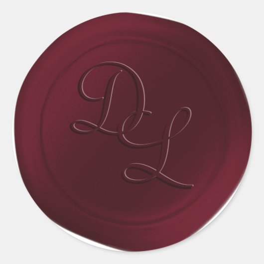 Donkere Wijn Rood 2 Letter Monogram Wax Seal Stick Ronde Sticker (Voorkant)