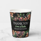 Donkere wilde bloemen bruiloft thema papieren bekers (Achterkant)