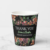 Donkere wilde bloemen bruiloft thema papieren bekers (Voorkant)