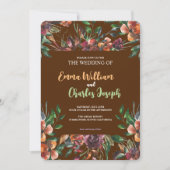 Donkere wilde bloemen bruiloft thema uitnodiging (Voorkant)