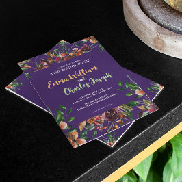 Donkere wilde bloemen bruiloft thema uitnodiging