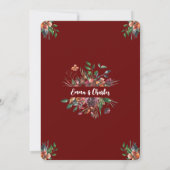 Donkere wilde bloemen bruiloft thema uitnodiging (Achterkant)