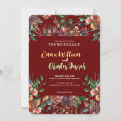 Donkere wilde bloemen bruiloft thema uitnodiging (Voorkant)