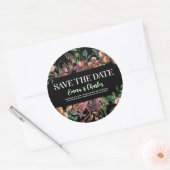 Donkere Wilde Bloemen Save The Date  Ronde Sticker (Envelop)