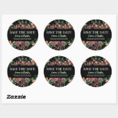 Donkere Wilde Bloemen Save The Date  Ronde Sticker (Vel)