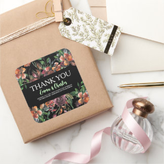 Donkere Wilde Bloemen Save The Date  Vierkante Sticker