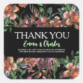 Donkere Wilde Bloemen Save The Date Vierkante Sticker (Voorkant)