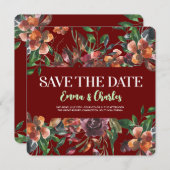 Donkere wilde bloemen sparen de datum kaart (Voorkant / Achterkant)