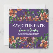 Donkere wilde bloemen sparen de datum kaart (Voorkant)