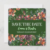 Donkere wilde bloemen sparen de datum kaart (Voorkant)