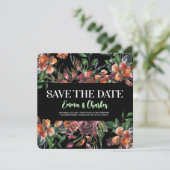 Donkere wilde bloemen sparen de datum kaart (Staand voorkant)