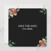 Donkere wilde bloemen sparen de datum kaart (Achterkant)