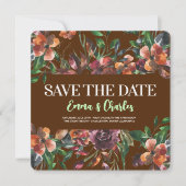 Donkere wilde bloemen sparen de datum kaart (Voorkant)