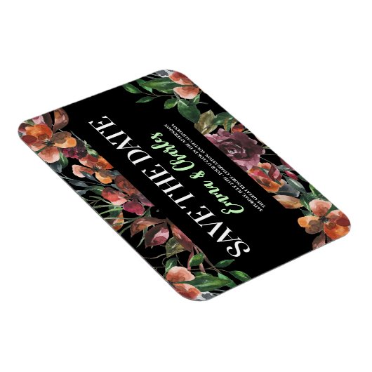 Donkere wilde bloemen sparen de datum magneet (Rechterzijde)