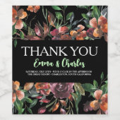 Donkere wilde bloemen sparen de datum wijn etiket (Enkel label)