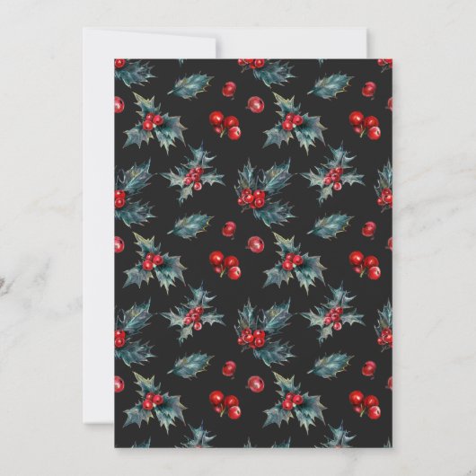 Donkere winter bruiloft vakantie bessen & dennenap kaart (Achterkant)