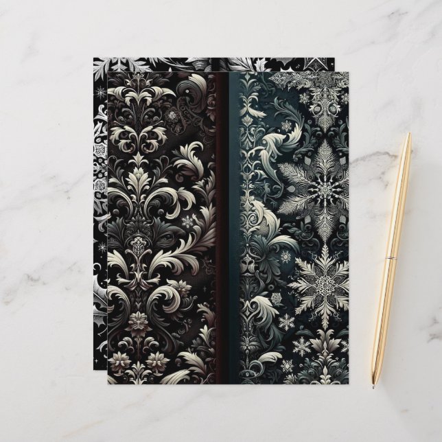 Donkere Winter Gotische Papier Craft Cardstock (Voorkant / Achterkant in situ)