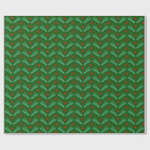 Donkere winterbos groene lijn kerstavond cadeaupapier (Vlak)