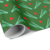 Donkere winterbos groene lijn kerstavond cadeaupapier (Rol Hoek)