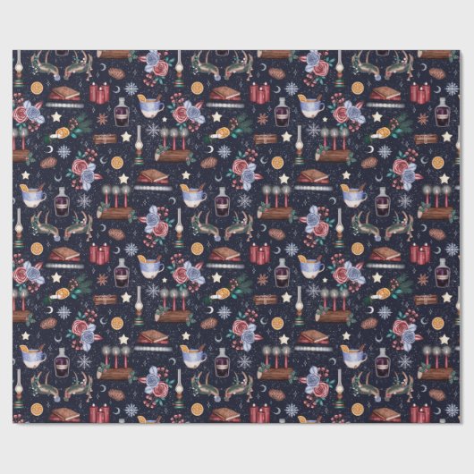 Donkere Witchy Yule kerstagepapier Cadeaupapier (Vlak)