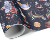 Donkere Witchy Yule kerstagepapier Cadeaupapier (Rol Hoek)
