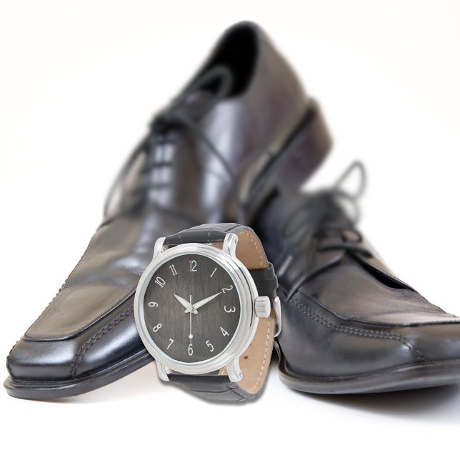 Donkere witte zwarte lederen riem horloge (Creator heeft geüpload)