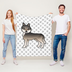 Donkere Wolf Grijze Siberische Husky Cartoon Hond Fleece Deken