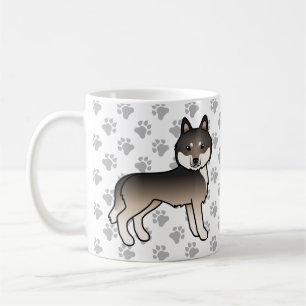 Donkere Wolf Grijze Siberische Husky Cartoon Hond Koffiemok