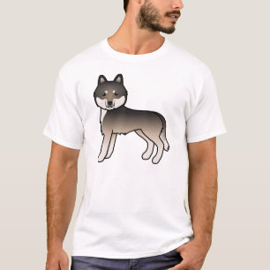 Donkere Wolf Grijze Siberische Husky Schattige Car T-shirt