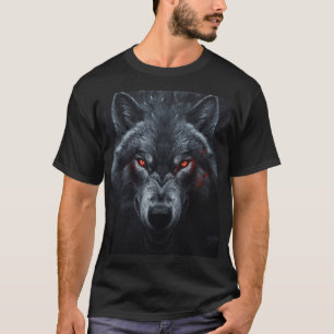 Donkere Wolf met Gloeiende Rode Ogen Gotische Wild T-shirt