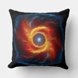 Donkere wolken en vlammen omringen een draaiende b kussen