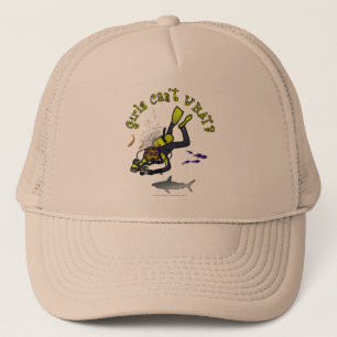 Donkere Woman Scuba Diver Trucker Pet