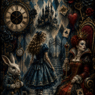 Donkere Wonderland Alice en Queen decoupage Tissuepapier