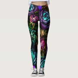 Donkere Wonderland Kranige Glamour Bloemrijk Bloem Leggings