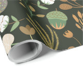 Donkere wortelen en notenpatronen cadeaupapier (Rol Hoek)