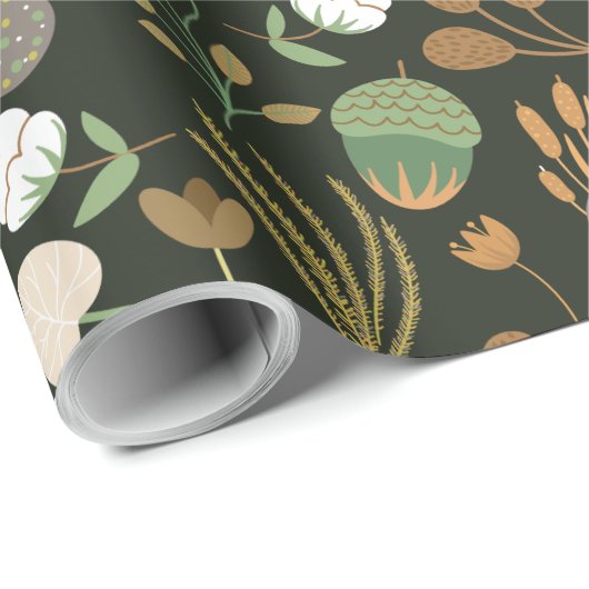 Donkere wortelen en notenpatronen cadeaupapier (Rol Hoek)