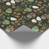 Donkere wortelen en notenpatronen cadeaupapier (Hoek)