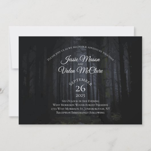 Donkere woud Gothic Elegant Wedding Bossen Natuur Kaart (Voorkant)
