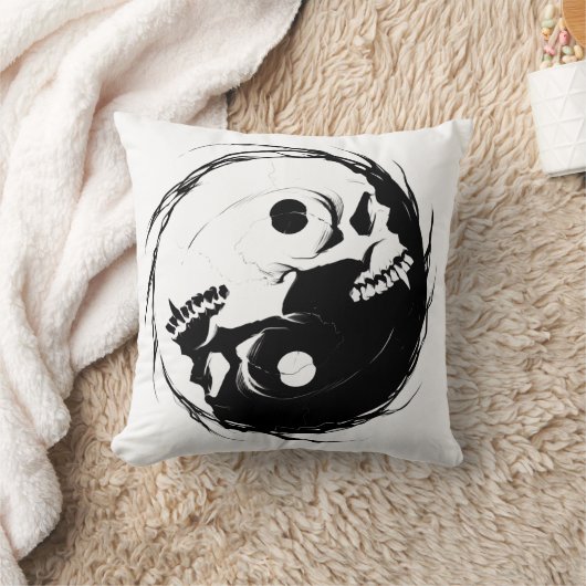 Donkere yin yang religieus symbool kussen (Deken)