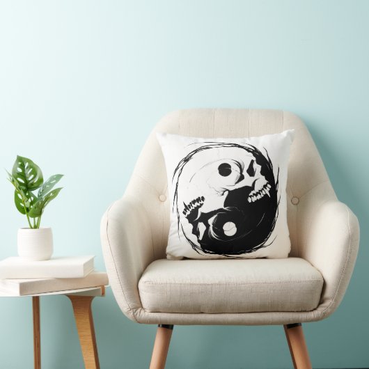 Donkere yin yang religieus symbool kussen (Stoel)