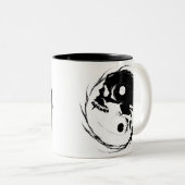 Donkere yin yang religieus symbool tweekleurige koffiemok (Voorkant rechts)