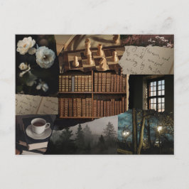 Donkere / zachte academische scrapbook collage briefkaart