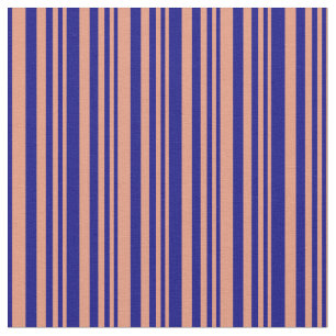 Donkere zalm en blauw gekleurd Stripes Patroon Stof