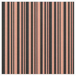 Donkere zalm en zwart gekleurde strips/lijnpatroon stof