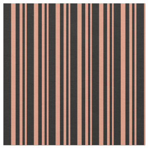Donkere zalm en zwarte lijnen/strips patroon stof