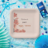 Donkere zalmcrème en Brown Folk Art Shower Papieren Bordje (Feest)