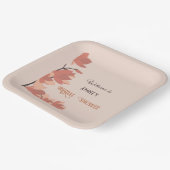 Donkere zalmcrème en Brown Folk Art Shower Papieren Bordje (Gebogen)