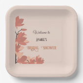 Donkere zalmcrème en Brown Folk Art Shower Papieren Bordje (Voorkant)