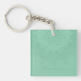 "Donkere Zee groen" Mandala Sleutelhanger
