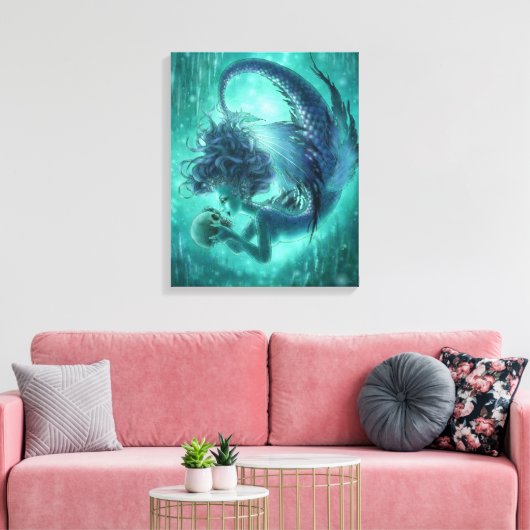 Donkere zeemeermin gewikkeld canvas print - geheim (Insitu (Woonkamer))